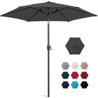 Outdoor Market Patio Umbrella w/ Push Button Tilt, Crank Lift - 7.5ft
