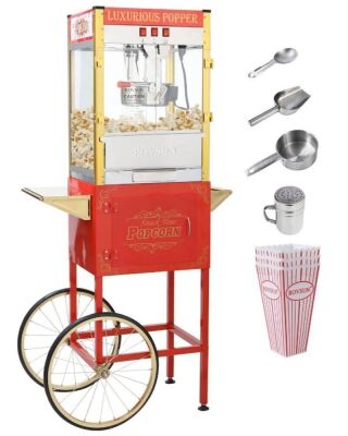 ROVSUN 850W Double Door Popcorn Machine with Cart 