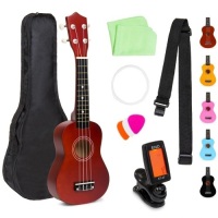 Acoustic Soprano Basswood Ukulele Starter Kit w/ Bag, Strap, Tuner - 21in
