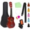Acoustic Soprano Basswood Ukulele Starter Kit w/ Bag, Strap, Tuner - 21in