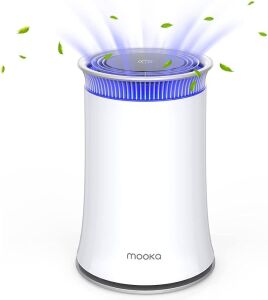 Mooka True HEPA Air Purifier, Activated Carbon Filter, Up to 540 sqft, Night Light