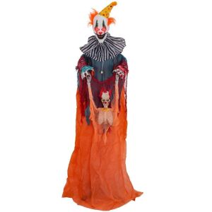 Halloween Haunters Animated Standing 6' Zombie Circus Clown Prop with Moving Head & Arms