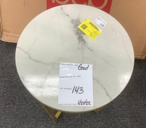 Round Coffee Table w/ Faux Marble Top, Metal Frame