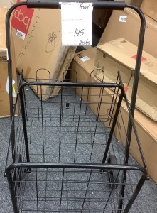 Folding Steel Grocery Cart w/ Double Basket, Swivel Wheels, 220lb Cap