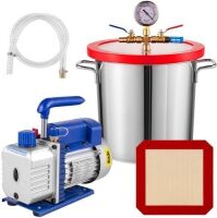 Bestauto&nbsp;3 CFM Vacuum Chamber 3 Gallon Single Stage Vacuum Pump with Stainless Steel Degassing Chamber Kit