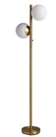 Rivet Retro Two-Orb Tree Lamp with Bulbs 65H White and Brass. Appears New