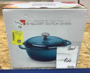 6qt Non-Stick Enamel Cast-Iron Dutch Oven Kitchen Cookware w/ Side Handles