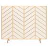 38x31in Single Panel Handcrafted Iron Chevron Fireplace Screen w/ Distressed Antique Copper Finish. Appears New