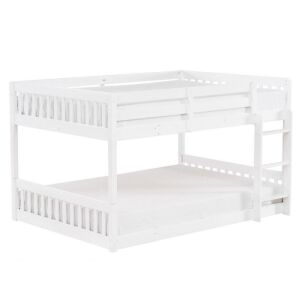 Twin Over Twin Bunk Bed for Kids w/ Safety Guardrails and Ladder