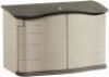Rubbermaid Small Horizontal Resin Weather Resistant Outdoor Storage Shed, Olive and Sandstone