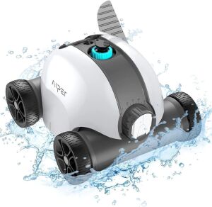 AIPER Cordless Robotic Pool Vacuum with Powerful Dual-Drivers, Auto-Dock Technology, Up to 90 Mins Cleaning for Above-ground Pools Up to 861 Sq Ft
