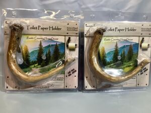 Lot of (2) Mountain Mike's Toilet Paper Holder, Ecommerce Return, Broken pieces on back