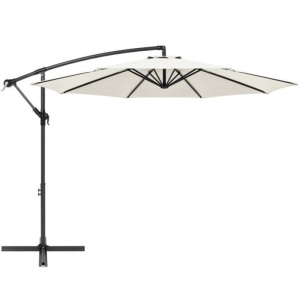 10ft Offset Hanging Outdoor Market Patio Umbrella w/ Easy Tilt Adjustment, Cream 