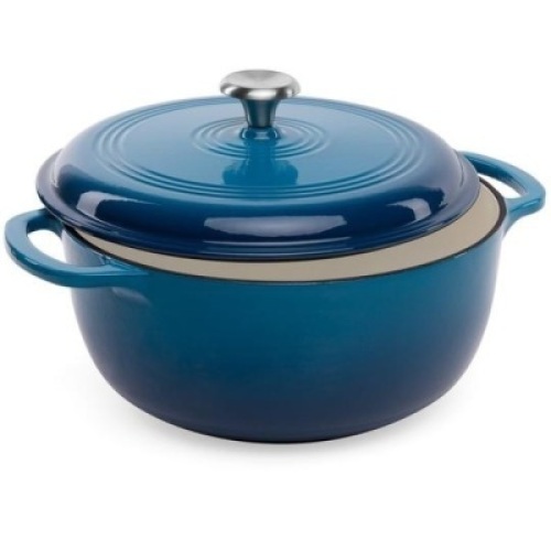 6qt Non-Stick Enamel Cast-Iron Dutch Oven Kitchen Cookware w/ Side Handles. Appears New