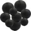 Lot of (5)&nbsp;ADLKGG Round Hanging Paper Lanterns Decorations,&nbsp;Black 12",10", 8", Pack of 9