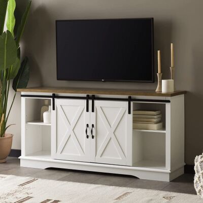 Walker Edison Richmond Modern Farmhouse 58" Sliding Barn Door TV Stand for TVs up to 65"