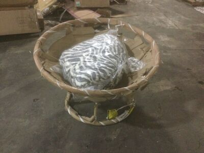 White Papasan Chair with Zebra Print Cushion