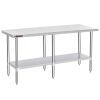 DuraSteel Commercial Grade Food Prep Stainless Steel Work Table 24" x 84" x 34" 