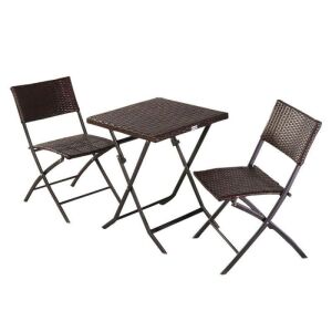 3 Pc Rattan Outdoor Bistro Patio Set 