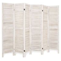5.6' Tall 6-Panel Folding Freestanding Wood Blind Style Room Divider Privacy Screen