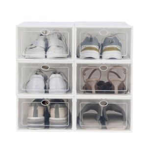 Clear Plastic Stackable Shoe Storage Boxes, 24 pcs 