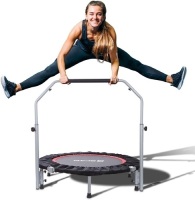 BCAN 40" Foldable Mini Trampoline w/&nbsp;Adjustable Foam Handle for Adults. Indoor/Outdoor Workout. Appears New.