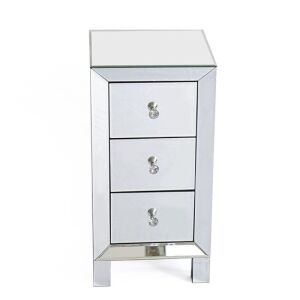 Mirrored Glass 3-Drawer Nightstand Bedside Table 