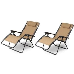 Patio Folding Lounge Chair Recliners, Set of 2 