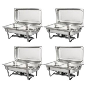 Stainless Steel Chafing Dish, 2 Half Size Food Pans, Set of 4 