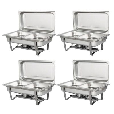 Stainless Steel Chafing Dish, 2 Half Size Food Pans, Set of 4 