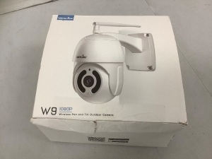 1080P Wireless Pan and Tilt Outdoor Camera, Powers Up, E-Commerce Return