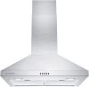 CIARRA 30" 450 CFM Stainless Steel Wall Mount Range Hood Vent with 3 Speed Exhaust Fan Ducted and Ductless Convertible CAS75206P