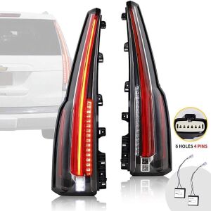 YUANZHENG Full LED 4 PIN Tail Lights Assembly with Red Turn Signal for Chevy Tahoe Suburban 2015-2020