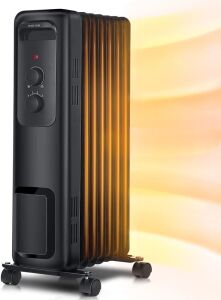 Aikoper 1500W Oil Filled Radiator Heater with 3 Heat Settings, Adjustable Thermostat, Tip-over & Overheating Functions