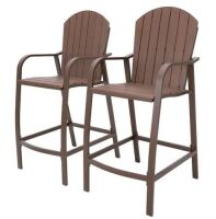 Crestlive Products Aluminum Frame Patio Bar Stools with Slat Seats, Set of 2