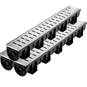 VEVOR Trench Channel Drain System with Metal Grate, 5.8" x 5.2" x 39", 3 Pack