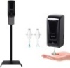 Touchless Automatic Portable Hand Sanitizing Station w/ Steel Floor & Drip Catcher. Infrared Sensor. Refillable 1000ml Bottle - Black. Appears New. Damaged Box