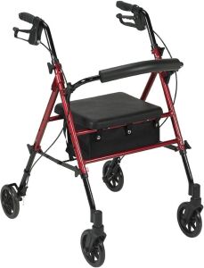 Drive Medical RTL10261RD Foldable Rollator Walker with Seat