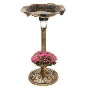 Solar Lighted Bird Bath w/ Planter