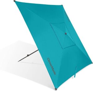 CleverMade Quadrabrella Portable 5' Outdoor Beach Umbrella for Sun Shade & Wind Protection 