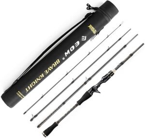 EOW Travel Fishing Rod, 4 Piece Real 24T Carbon Fiber Fishing Pole with Case