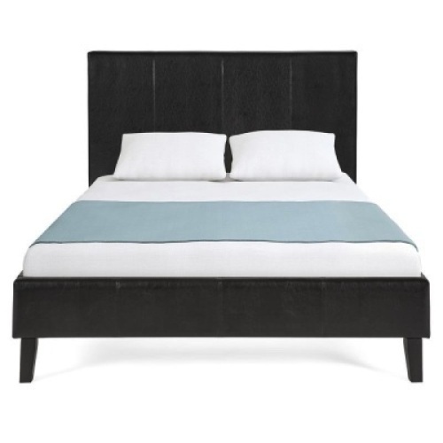 Modern Faux Leather Platform Bed Frame w/ Wooden Slats. Full Size. Appears New