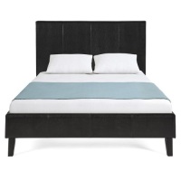 Modern Faux Leather Platform Bed Frame w/ Wooden Slats. Full Size. Appears New