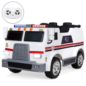 2-Speed Kids Ambulance Ride On Truck Toy w/ Remote Control, USB Port, Lights, Siren. Appears New