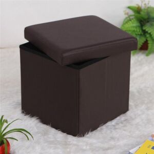 Lot of (2) Folding Storage Ottomans, Brown