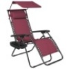 Folding Zero Gravity Recliner Patio Lounge Chair w/ Canopy, Side Tray. Burgundy. Appears New&nbsp;
