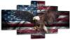 Retro USA American Flag Bald Eagle&nbsp;5 Panel Canvas Wall Art, 60" x 32"