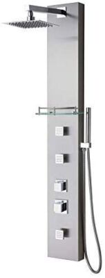 Luxier SP21-SS Stainless Steel Rainfall Shower Panel Rain Massage System Thermostatic Faucet with Jets & Hand Shower