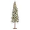 Pre-Lit Snow Flocked Alpine Slim Pencil Christmas Tree w/ LED Lights, Stand - 6ft