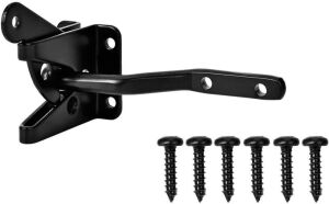 Lot of (50) Self-Locking Post Mount Automatic Gravity Lever Wood Fence Gate Latches with Fasteners, 4.7 Inch, Black Finish